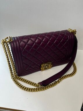 Pijushi Purple Leather Handbag